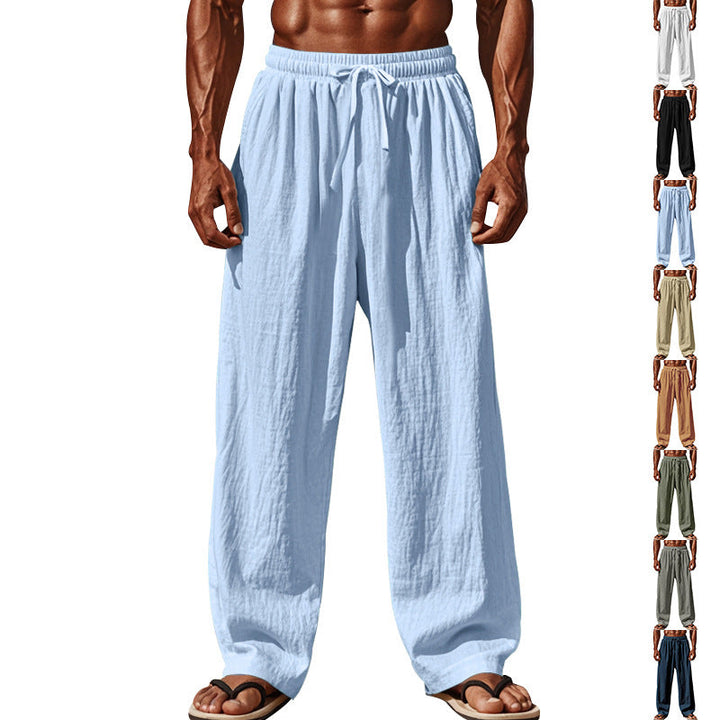 Herren nan Leichte Leinenhose mit weitem Bein und elastischem Bund Drune