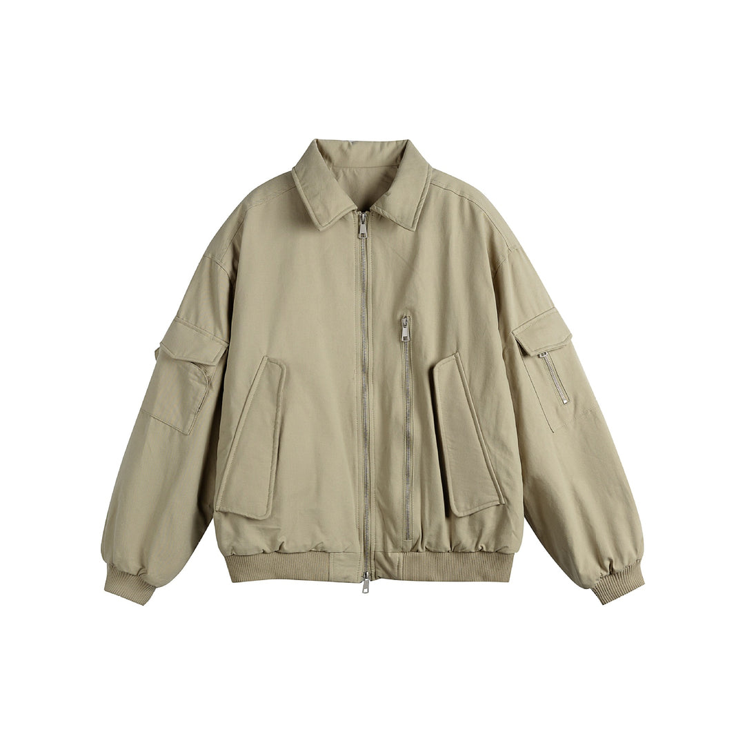 Unisex Boxy Utility-Blousonjacke mit Zip-Details und funktionalen Pattentaschen Drune