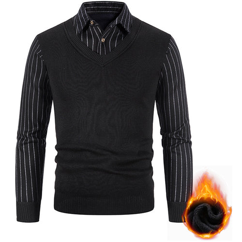 Herren Thermo-gefütterte V-Ausschnitt Strickweste mit Rippbündchen Drune
