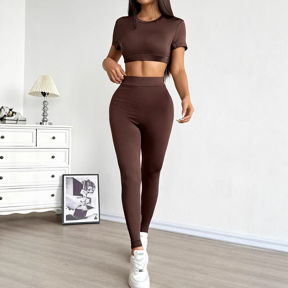 Damen Set aus cropped Oberteil und figurbetonten Leggings Drune