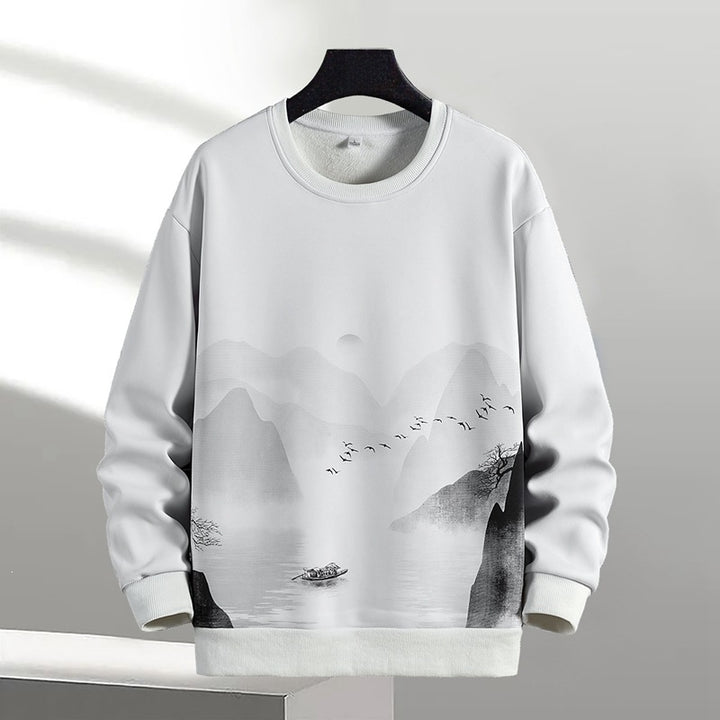 Unisex Oversize‑Sweatshirt mit Pinsel‑Print & geripptem Saum Drune