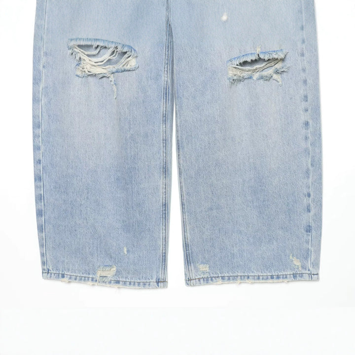 Damen Hochtaillierte Jeans mit weitem Bein und Destroyed-Optik Drune