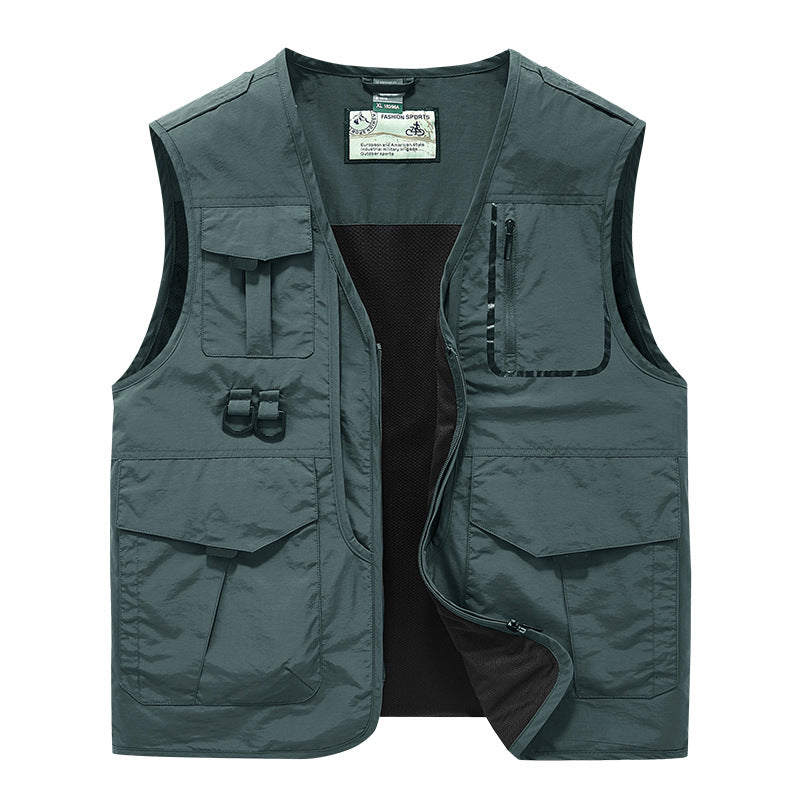 Herren Urbanes Utility-Anglerweste mit Netz-Innenfutter und taktischen Taschen Drune