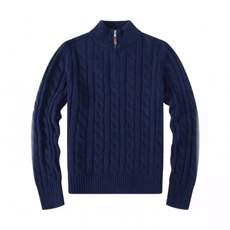 Herren Kabelstrickpullover mit Halbzip und Stehkragen aus weicher Kaschmirmischung Drune
