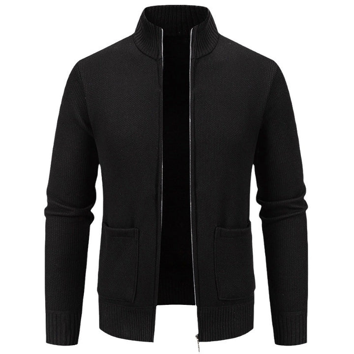 Herren nan feinstrukturierter Reißverschluss-Strickcardigan mit Stehkragen und aufgesetzten Taschen Drune