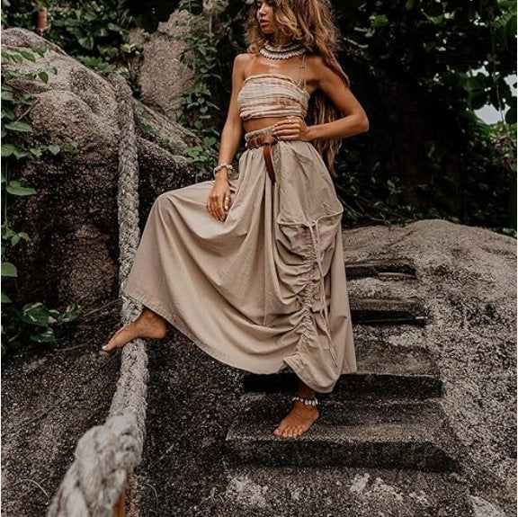 Damen Weit geschnittene Sommerhose mit praktischen Taschen und verspielten Raffungselementen Drune