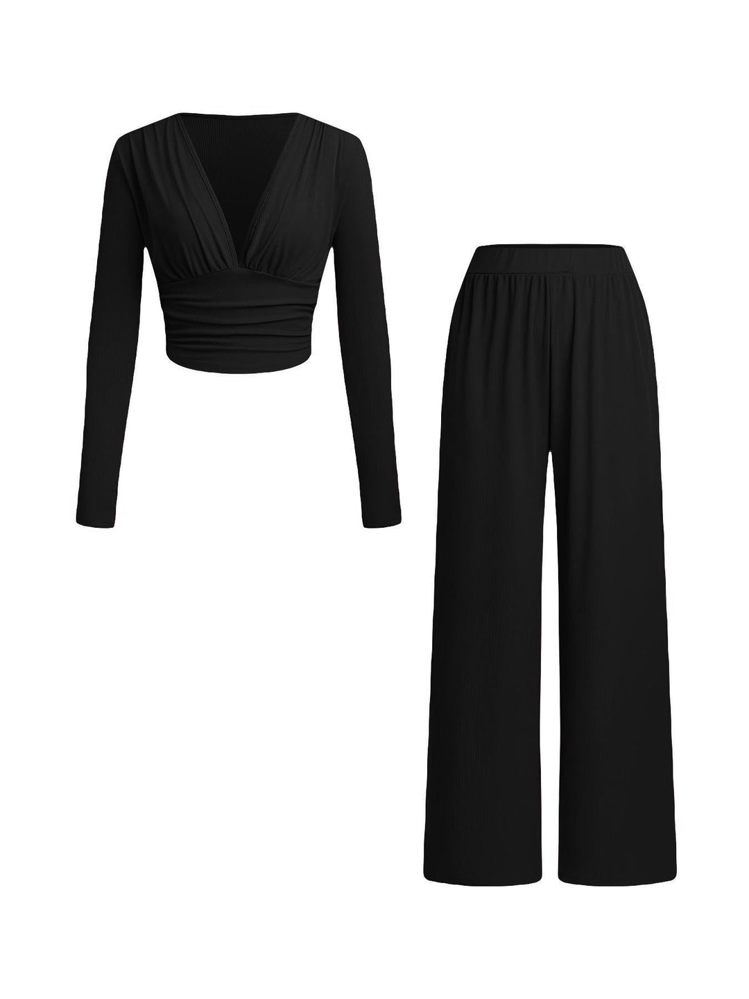 Damen lässiges und figurnahes Oberteil mit hochtaillierter Hose Drune