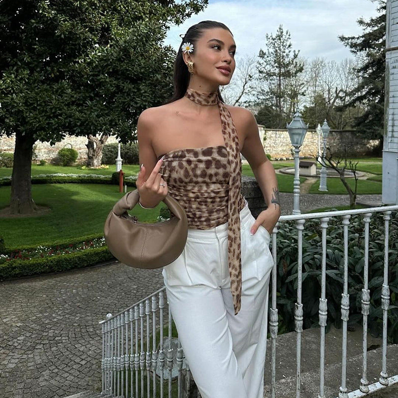 Damen Ausgefallenes Wickeltop mit asymmetrischem Design und dekorativen Rüschendetails Drune