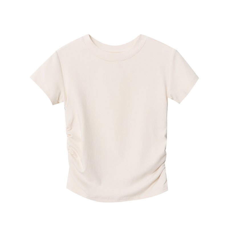 Damen figurbetontes T-Shirt mit dezenten Raffungselementen Drune