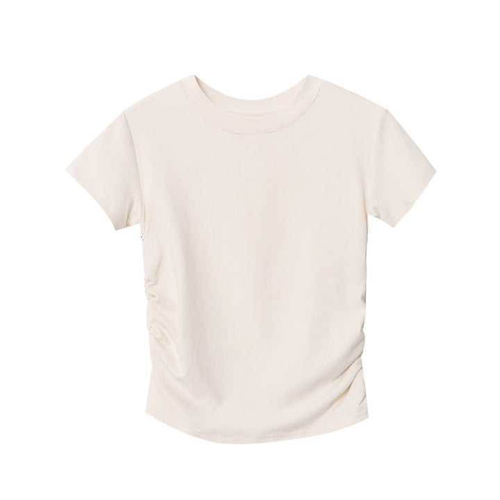 Damen figurbetontes T-Shirt mit dezenten Raffungselementen Drune