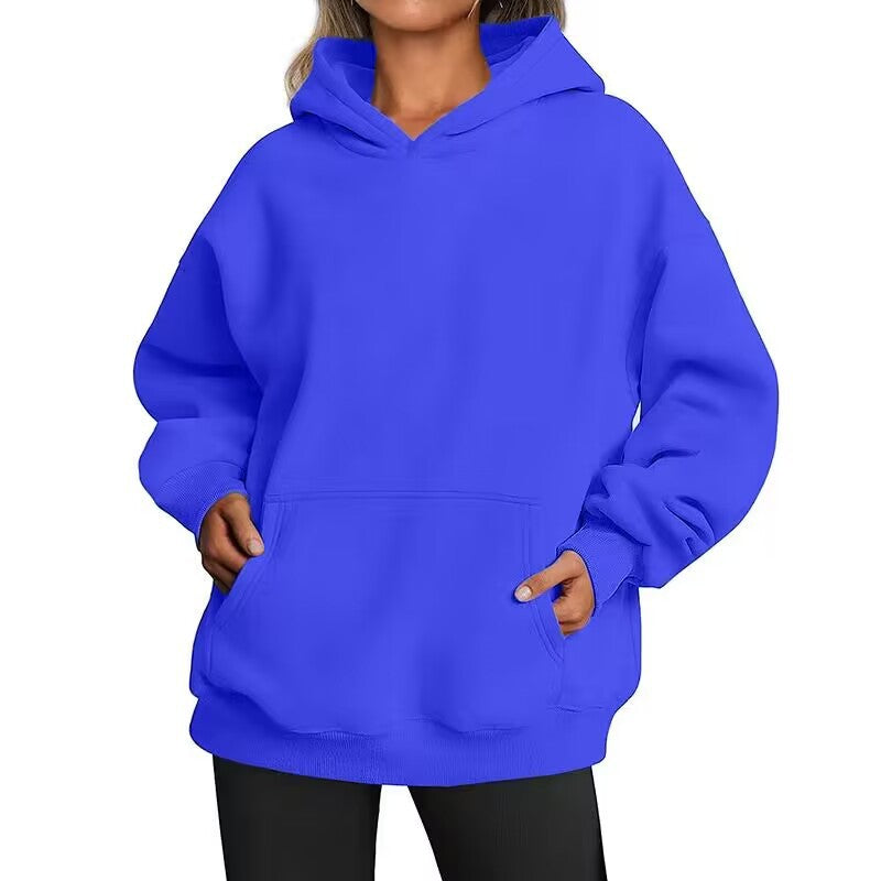 Damen nan oversized Kapuzenpullover mit verlängerter Silhouette und Kängurutasche Drune