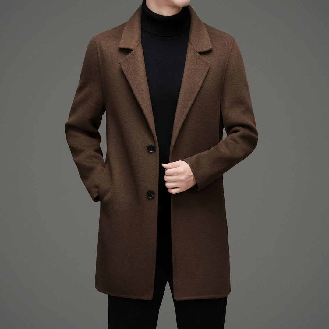 Herren eleganter Wool-Langmantel mit modernem Schnitt und isolierender Fütterung Drune