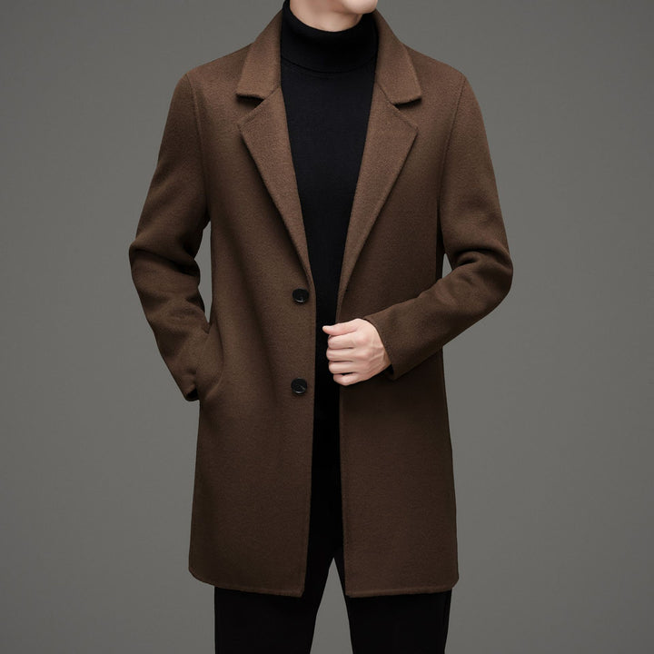 Herren eleganter Wool-Langmantel mit modernem Schnitt und isolierender Fütterung Drune