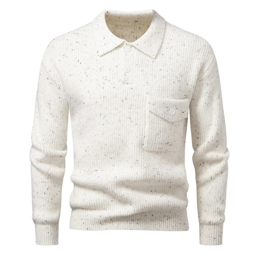 Herren Polokragen-Pullover aus Rippenstrick mit aufgesetzter Brusttasche Drune