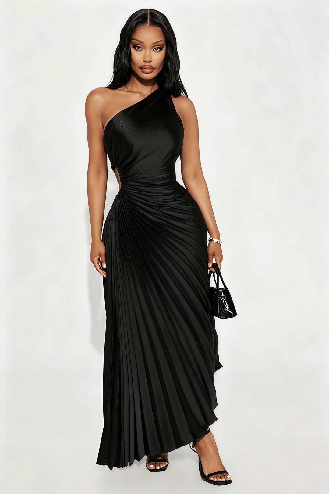 Damen Abendkleid mit elegantem Faltenrock und asymmetrischem Oberteil Drune