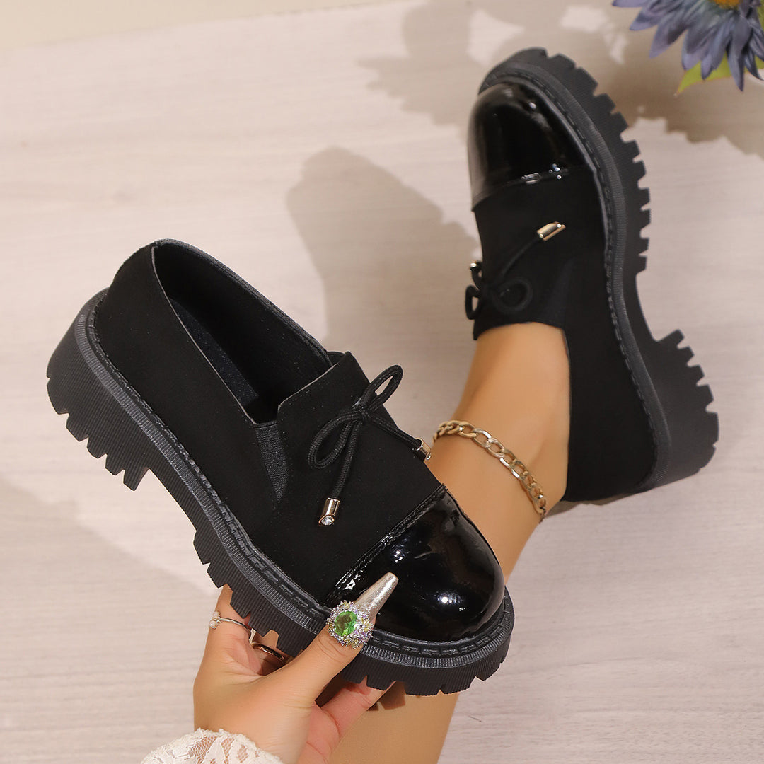 Damen nan modische Chunky-Loafer mit Animalprint, Lack-Toecap und profilierter Traktorsohle Drune
