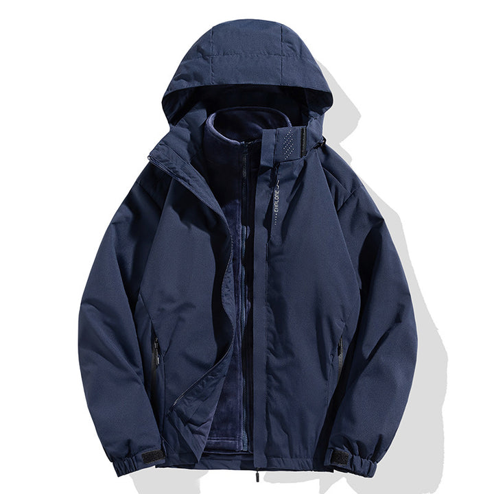 Herren zweiteilige Winterjacke mit abnehmbarer Fleece-Innenjacke wasserdicht winddicht Drune