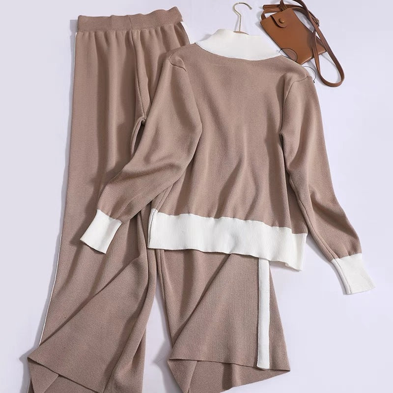 Damen Sportliches Strickensemble mit Reißverschluss Drune