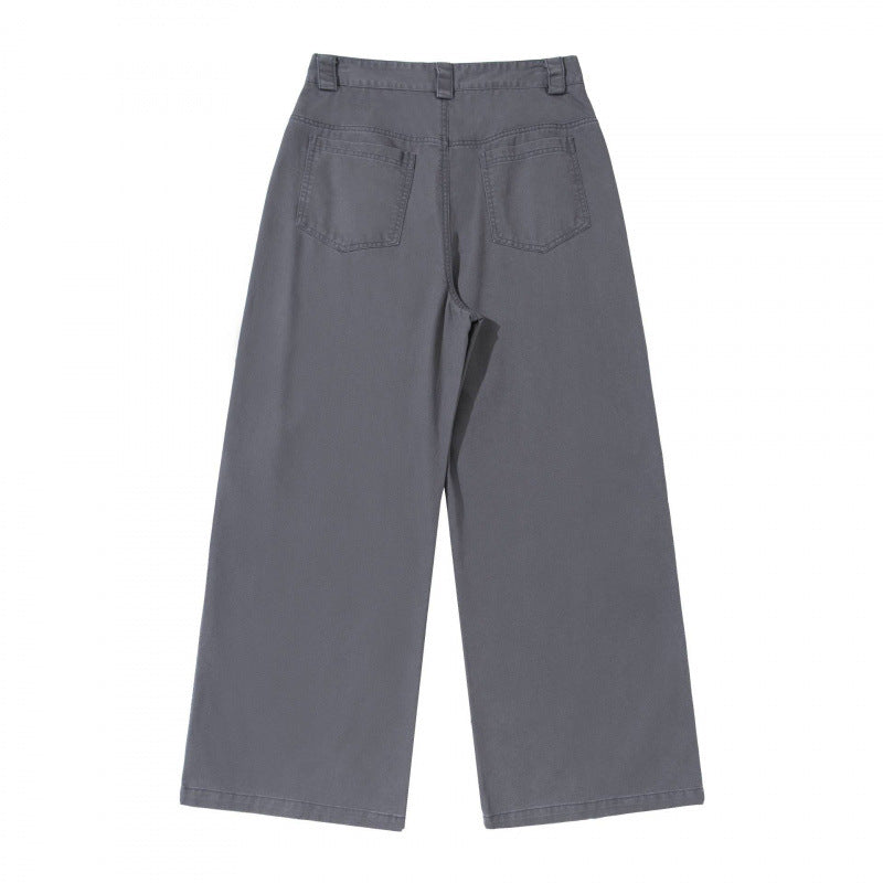 Damen weite Cargo‑Hose mit Stufennaht, hoher Taille und breitem Bein Drune
