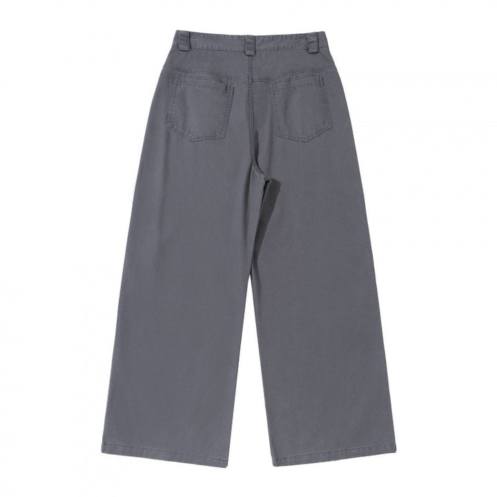 Damen weite Cargo‑Hose mit Stufennaht, hoher Taille und breitem Bein Drune