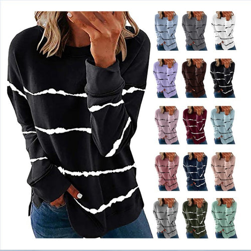 Damen Freizeit Sweatshirt mit modernen Streifen Drune