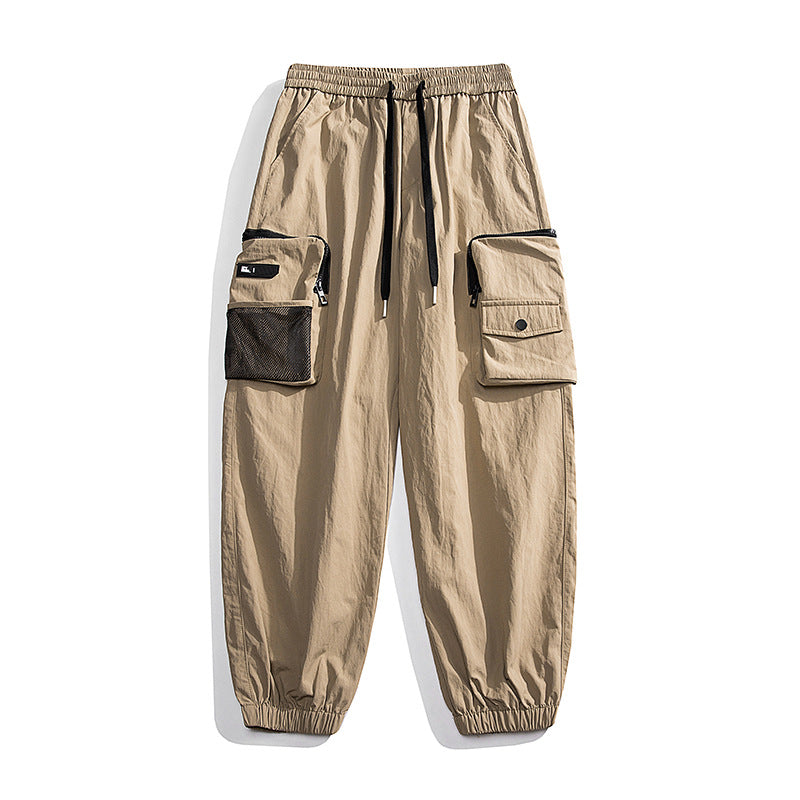 Unisex Lockere Nylon-Cargohose mit elastischem Bund und Knöchelbündchen Drune