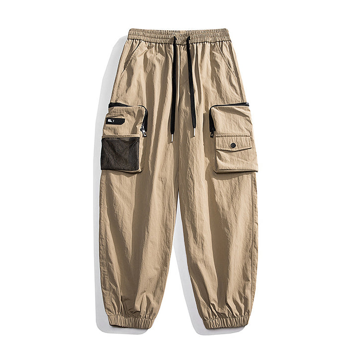 Unisex Lockere Nylon-Cargohose mit elastischem Bund und Knöchelbündchen Drune