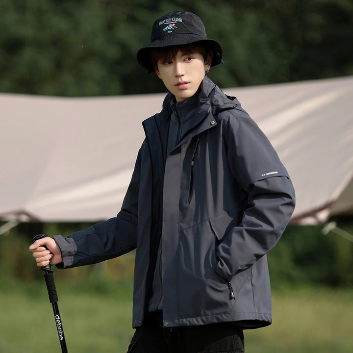 Herren Zweifarbige Wind- und Wasserabweisende Softshelljacke mit Kapuze Drune