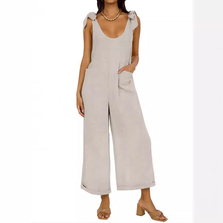 Damen Lässiger Jumpsuit mit verstellbaren Trägern und weitem Bein Drune