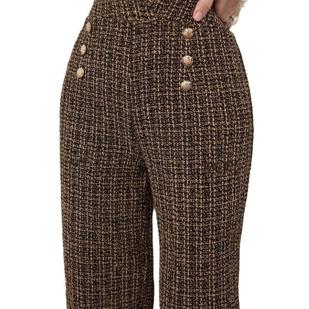 Damen Hochtaillierte Stoffhose Drune