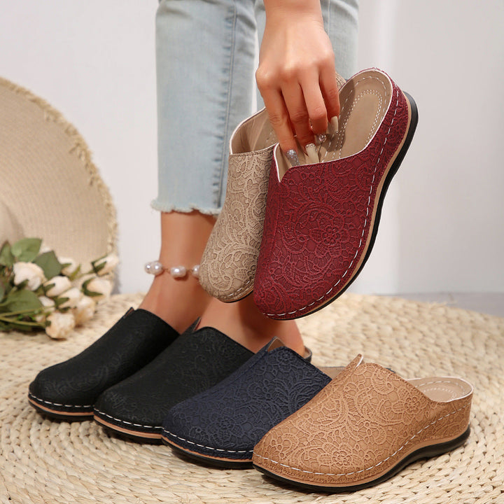 Damen Komfortable Clogs mit eleganter Spitzenstruktur und ergonomischem Fußbett Drune
