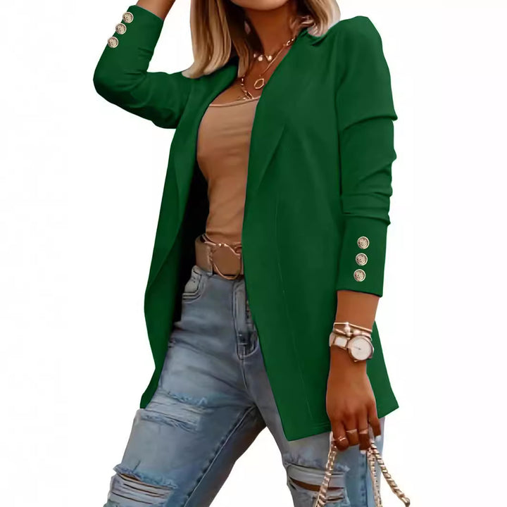 Damen Eleganter Blazer mit glamourösen Knöpfen und taillierter Passform Drune