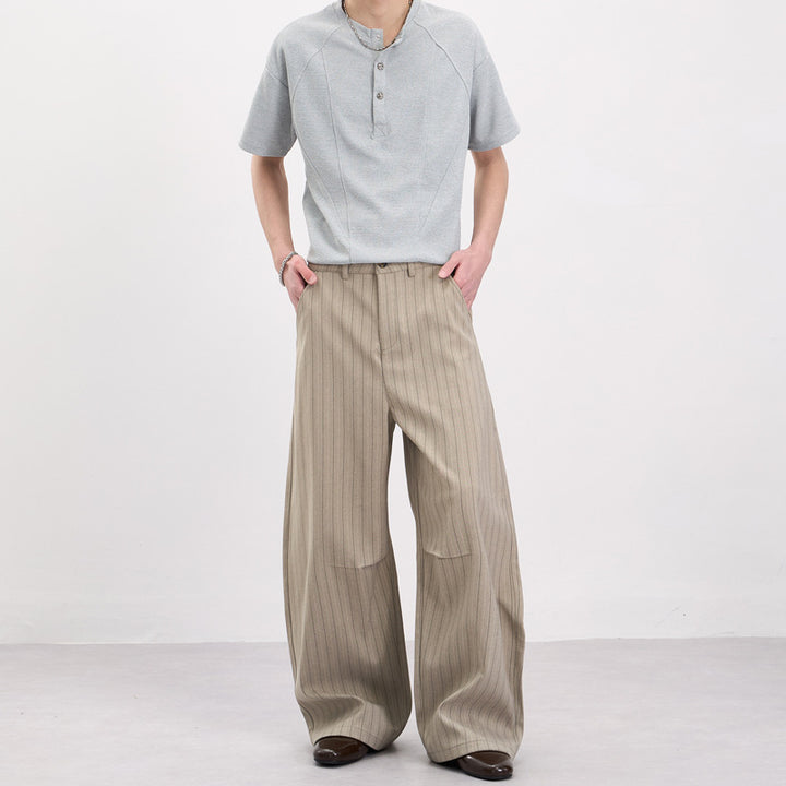 Herren Weite Nadelstreifen-Hose mit extra weitem Bein und hoher Taille Drune