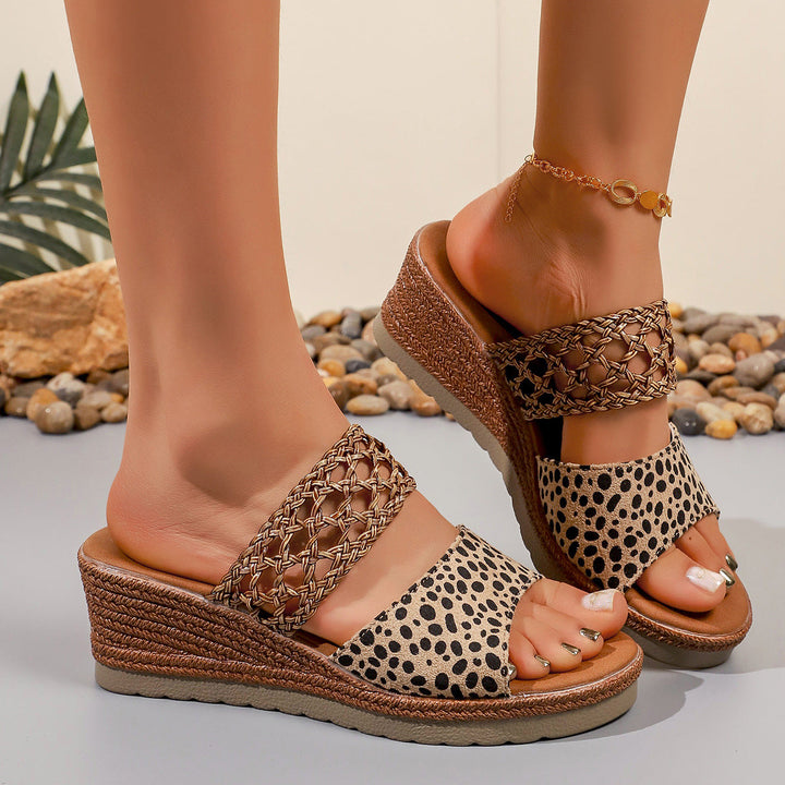 Damen Riemensandalen mit geflochtenem Obermaterial und bequemem Blockabsatz Drune