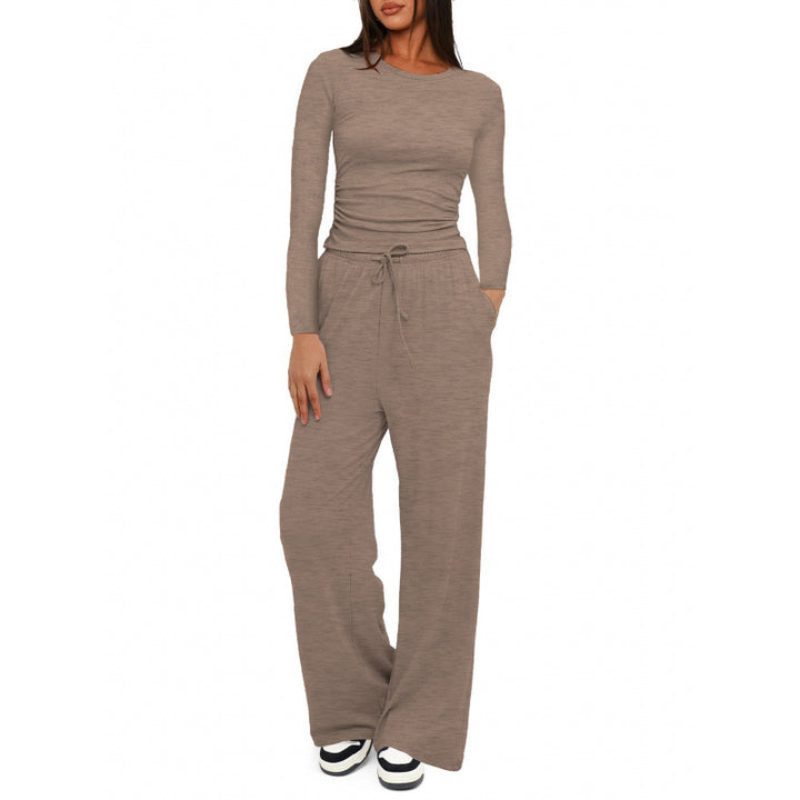 Damen Relax-Freizeithose mit extra weitem Bein, elastischem Bund und Kordelzug Drune