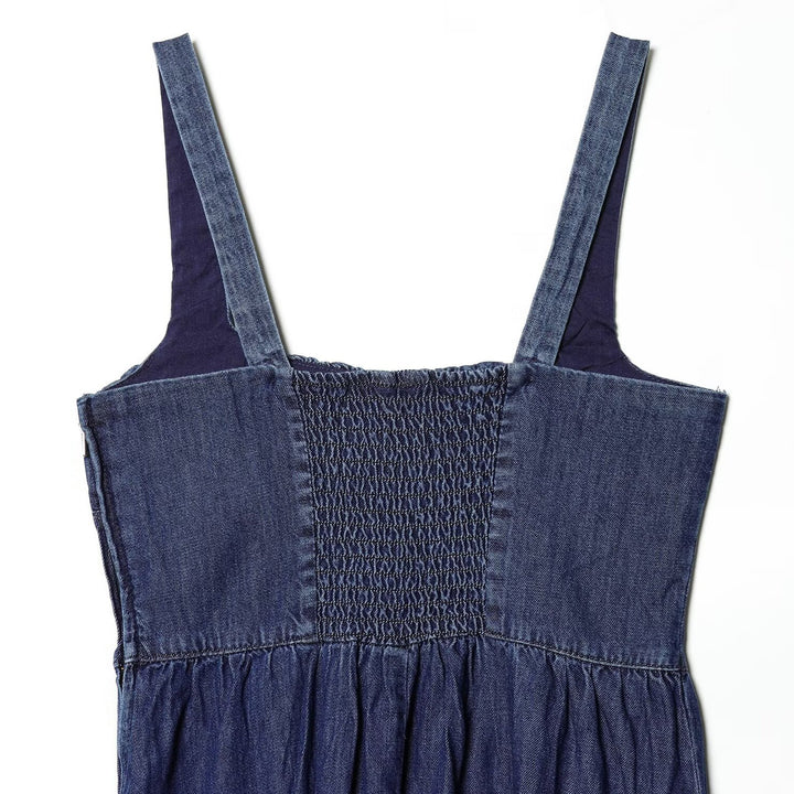 Damen Jeans Maxikleid mit romantischem Schnitt und Rüschendetails Drune