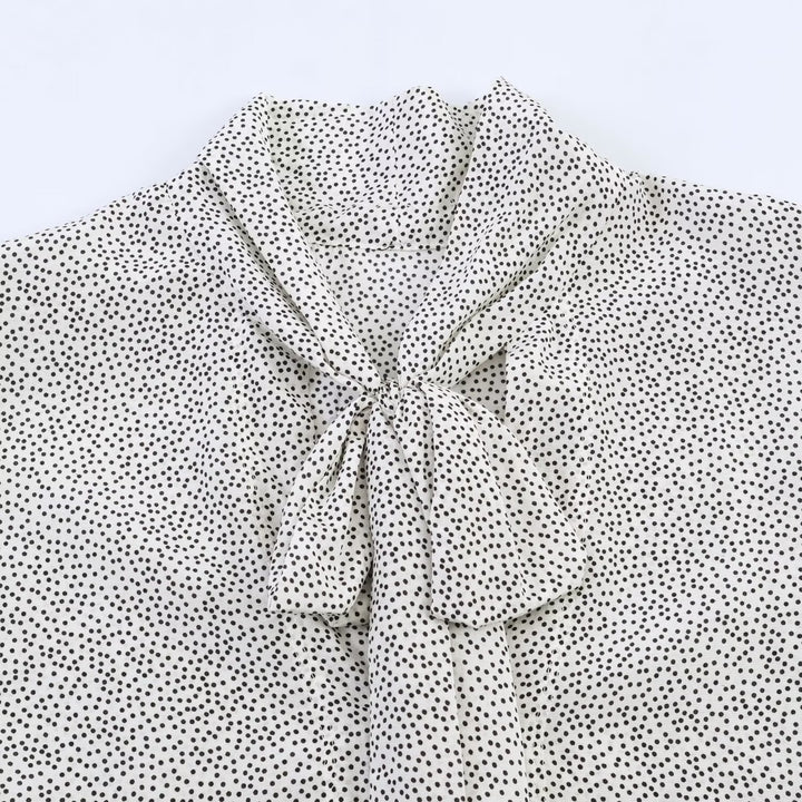 Damen Oversize-Bluse mit Schleifenkragen und Ballonärmeln Drune