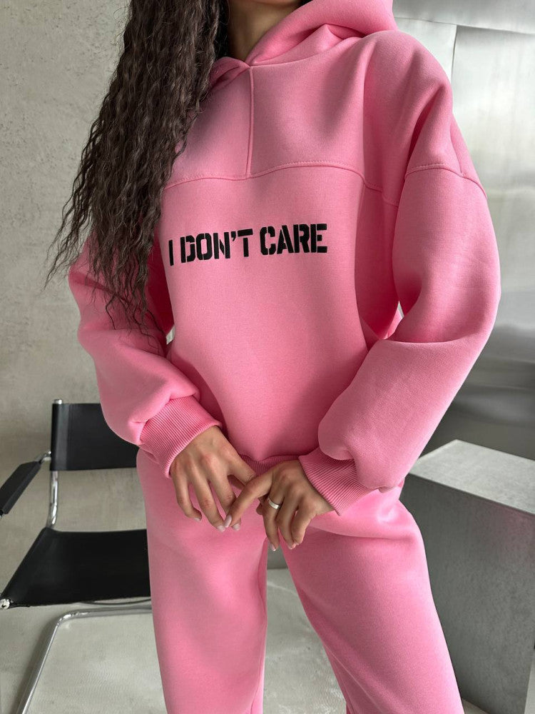 Damen Oversized Hoodie- und Jogginghose-Set aus French-Terry mit Statement-Print Drune