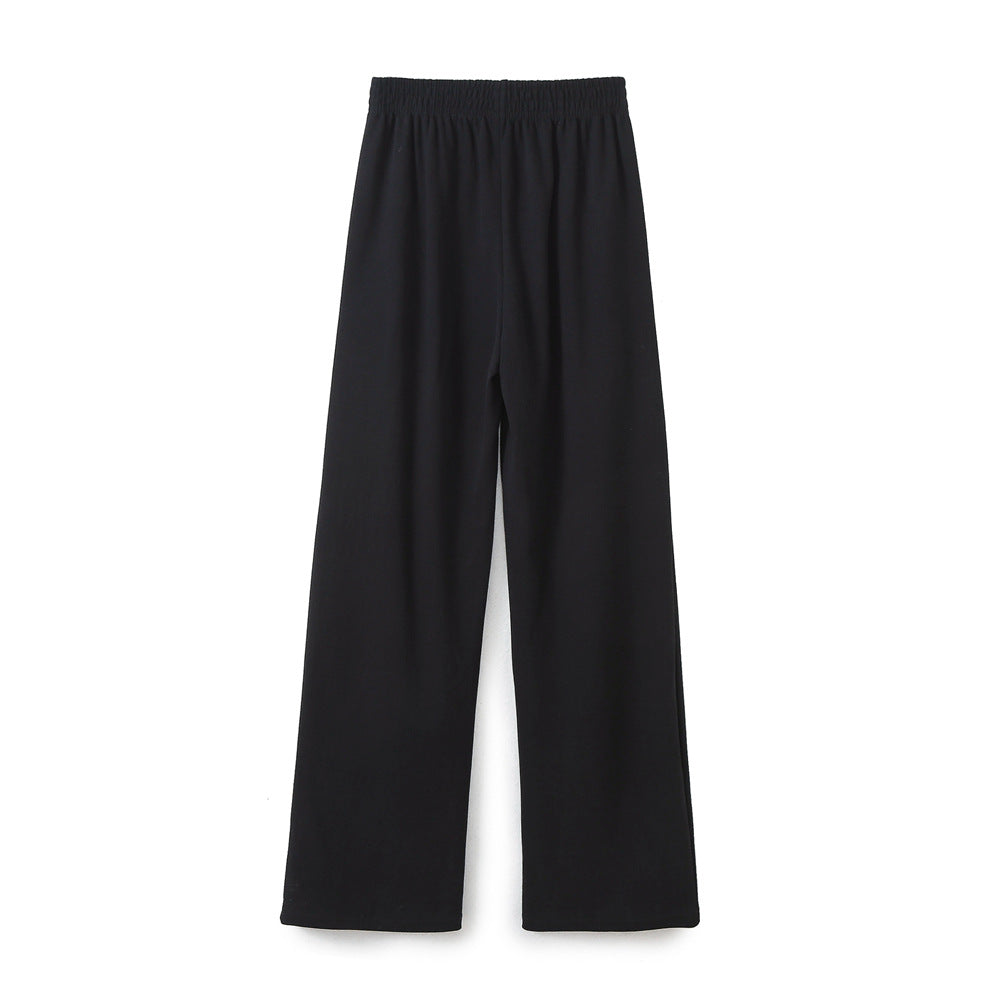 Damen nan weite Komfort-Loungehose mit elastischem Komfortbund, mittigem Schlitz und fließender Palazzo-Silhouette Drune