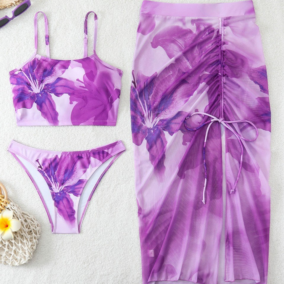 Damen Bikini-Set mit floralem Kaftan Drune