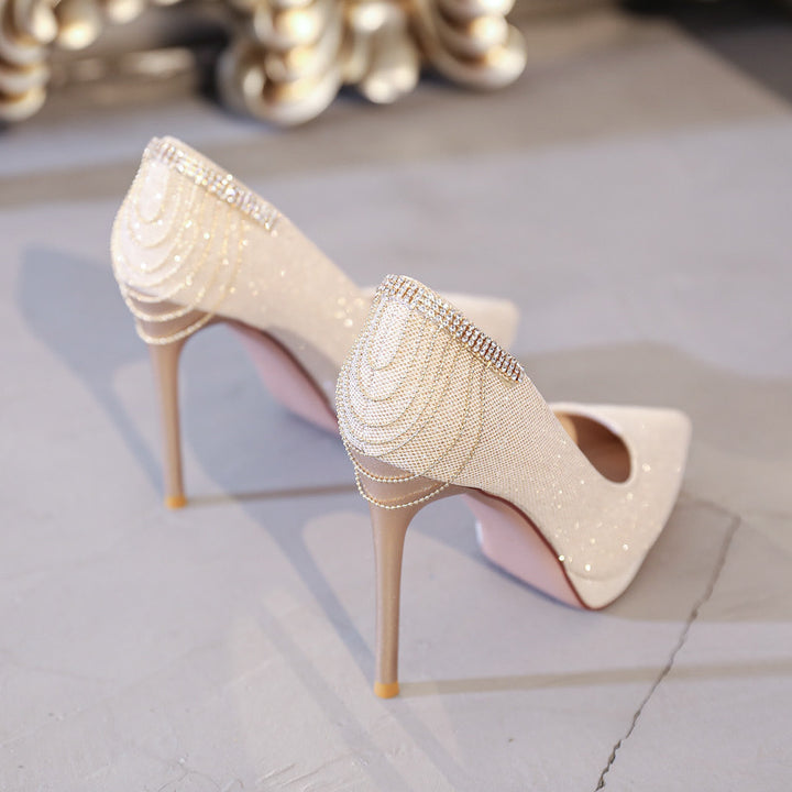 Damen High-Heel Pumps mit funkelnden Strassdetails und elegantem Design Drune