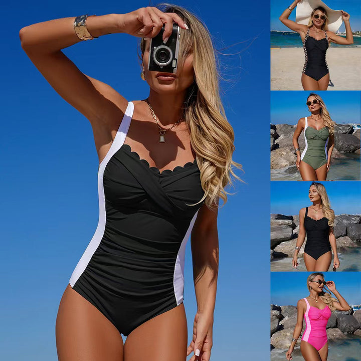 Damen Eleganter Einteiler Badeanzug mit raffinierten Tierprint-Details Drune