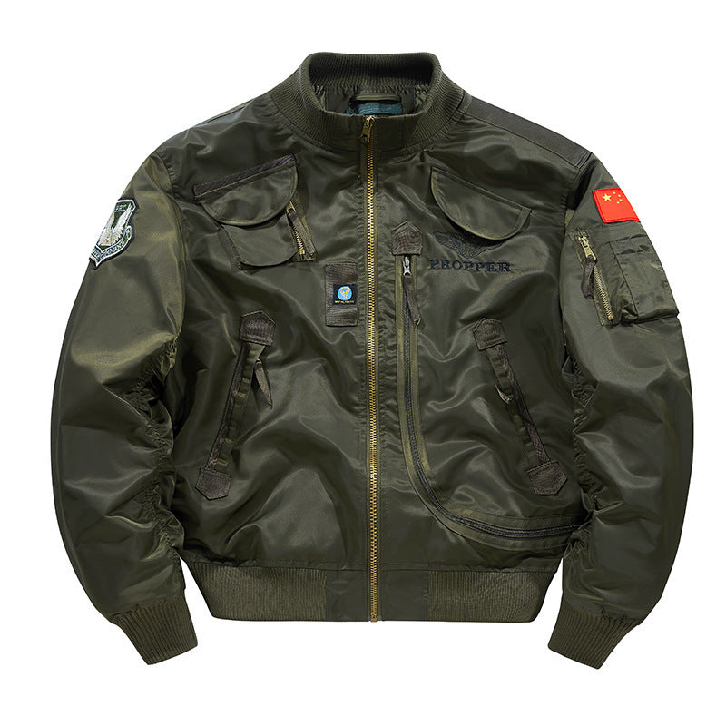 Herren Piloten-Bomberjacke mit Vintage-Utility-Taschen und klassischem Flieger-Schnitt Drune
