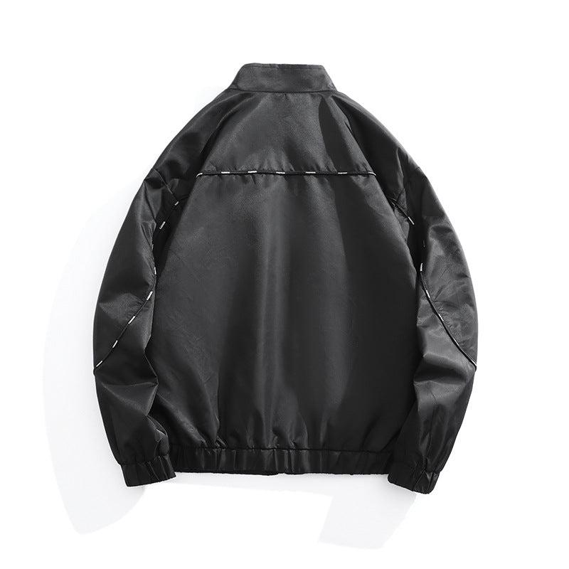 Herren Leichte Utility-Bomberjacke mit Pattentaschen, Stehkragen und elastischem Saum Drune
