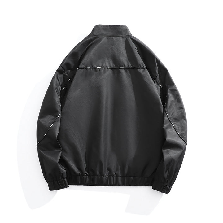 Herren Leichte Utility-Bomberjacke mit Pattentaschen, Stehkragen und elastischem Saum Drune