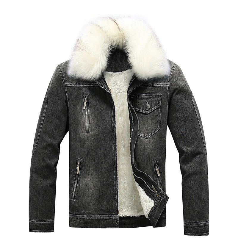 Herren Jeansjacke mit Teddyfutter, wattierter Innenlage und abnehmbarem Kunstfellkragen Drune