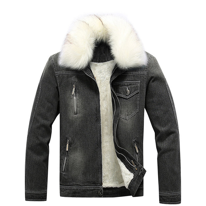 Herren Jeansjacke mit Teddyfutter, wattierter Innenlage und abnehmbarem Kunstfellkragen Drune