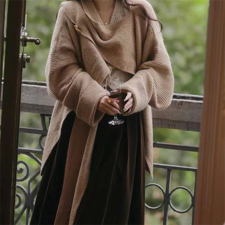 Damen Grobstrickpullover mit asymmetrischem Schnitt und voluminösen Ärmeln Drune
