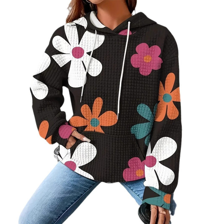 Damen Kapuzenpullover mit floralem Strukturmuster und bequemer Passform Drune