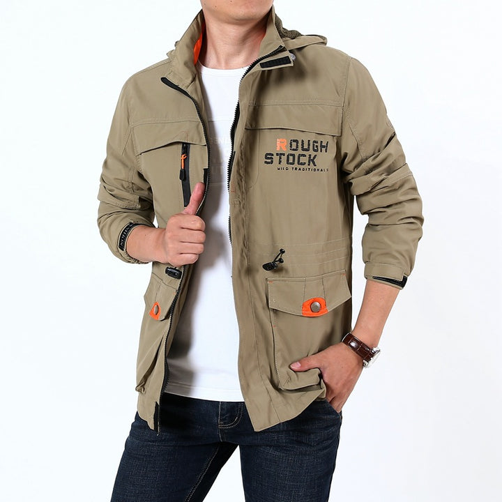 Herren Wetterfeste Outdoorjacke mit verstellbarer Kapuze Drune